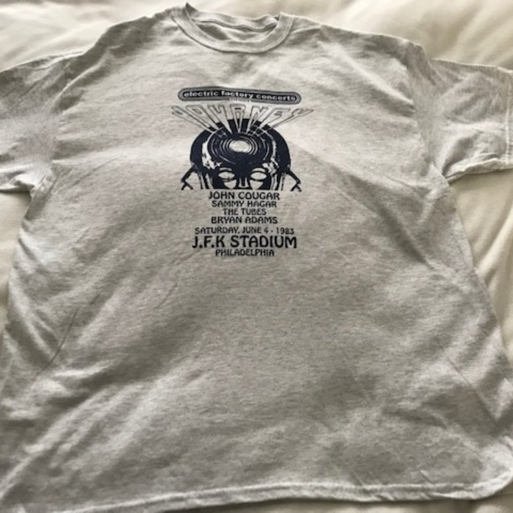 Journey-SPECIAL SALE - John Cougar-Sammy Hagar-1983-T Shirt Large - JFK Stadium